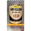 Image 2 : OIL TIN : Texaco Havoline Motor Oil (8"H x 6-1/2"Dia) (SEE PICS!)