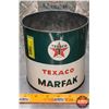 Image 1 : OIL TIN : Texaco MARFAK (6-1/2"H x 6"Dia) (SEE PICS!)
