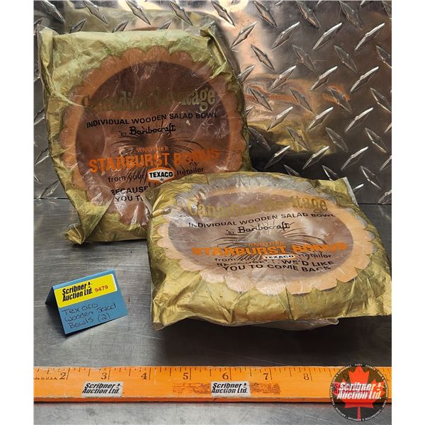 Texaco Promo: Baribocraft Canadian Heritage Individual Wooden Salad Bowls (2) (6-1/2"Dia)