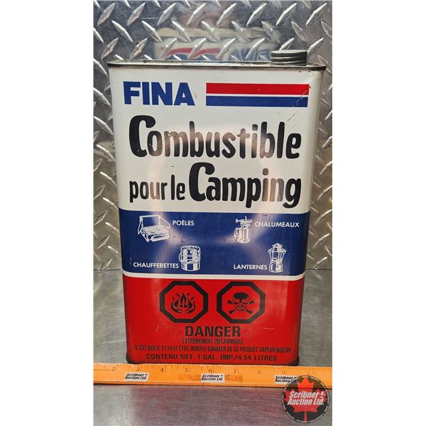 OIL TIN : FINA Camping Fuel (12-1/2"H x 7-1/2"W x 3-1/2"D)