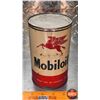 Image 1 : OIL TIN : Mobiloil (Full) (6-1/2"H x 4"Dia) (SEE PICS!)