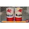 Image 2 : OIL TINS (2) : Mobiloil (6-1/2"H x 4"Dia) (SEE PICS!)