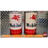 Image 4 : OIL TINS (2) : Mobiloil (6-1/2"H x 4"Dia) (SEE PICS!)