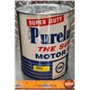 Image 1 : OIL TIN : PURE Super Duty Purelube "The Sure" Motor Oil (8"H x 6-1/2"Dia) (SEE PICS!)