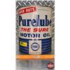 Image 2 : OIL TIN : PURE Super Duty Purelube "The Sure" Motor Oil (8"H x 6-1/2"Dia) (SEE PICS!)