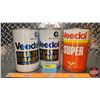 Image 2 : Veedol Oil Tin Trio : Super & Multi-Grade (2) (6-3/4"H x 4"Dia) (SEE PICS!)