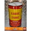 Image 1 : OIL TIN : Lubie Lube Premium Motor Oil (6-3/4"H x 4"Dia) (SEE PICS!)