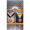 Image 2 : Gulf Oil Tins (2) : Automatic Transmission Fluid & Gulflube XHD Motor Oil (6-1/2"H x 4"Dia) (SEE PIC