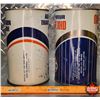 Image 5 : Gulf Oil Tins (2) : Automatic Transmission Fluid & Gulflube XHD Motor Oil (6-1/2"H x 4"Dia) (SEE PIC