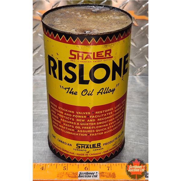 OIL TIN : Shaler Rislone "The Oil Alloy" (6-1/2"H x 4"Dia) (SEE PICS!)
