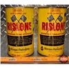 Image 2 : OIL TINS (2) : Shaler New Improved Rislone Engine Treatment (6-1/2"H x 4"Dia) (SEE PICS!)