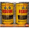 Image 4 : OIL TINS (2) : Shaler New Improved Rislone Engine Treatment (6-1/2"H x 4"Dia) (SEE PICS!)