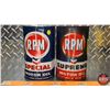 Image 2 : RPM OIL TINS (2) : Special Motor Oil & Supreme Motor Oil ( 6-1/2"H x 4"Dia) (SEE PICS!)