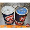 Image 7 : RPM OIL TINS (2) : Special Motor Oil & Supreme Motor Oil ( 6-1/2"H x 4"Dia) (SEE PICS!)