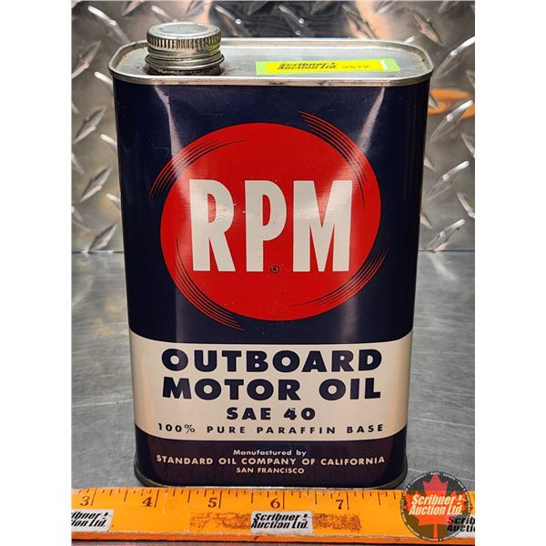 OIL TIN : RPM Motor Oil (6-3/4"H x 5"W x 2-1/2"D) (SEE PICS!)
