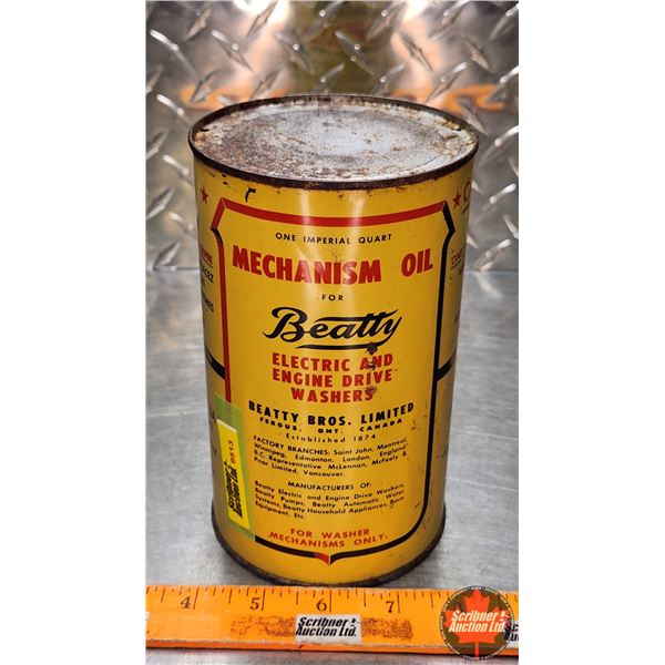 OIL TIN : Beatty Mechanism Oil for Beatty Electric and Engine Drive Washers (6-3/4"H x 4"Dia) (SEE P