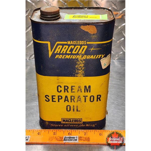 OIL TIN : Macleods Varcon Premium Quality Cream Separator (9-1/2"H x 5"W x 2-1/4"W) (SEE PICS!)