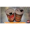 Image 7 : OIL TINS (2): Motorene Motor Oil & B/A (Bowtie) Autolene Motor Oil (6-3/4"H x 4"Dia) (SEE PICS!)