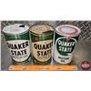 Image 1 : Quaker State Motor Oil Tin Trio (6-1/2"H x 4"Dia) (SEE PICS!)