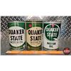 Image 2 : Quaker State Motor Oil Tin Trio (6-1/2"H x 4"Dia) (SEE PICS!)