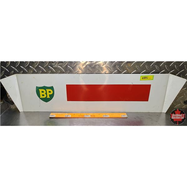 Single Sided Tin Sign : BP Service Station with Flared Edges (6-3/4"H x 26-1/2"W) (SEE PICS!)