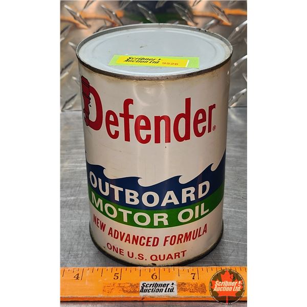 OIL TIN : Defender Outboard Motor Oil (5-3/4"H x 4"D) (SEE PICS!)