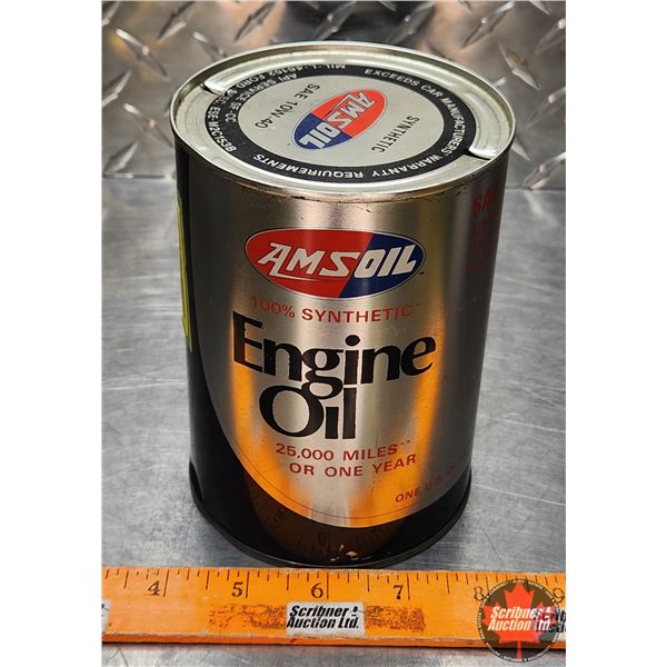 OIL TIN : AMSOIL Engine Oil (5-1/2"H x 4"Dia) (SEE PICS!)