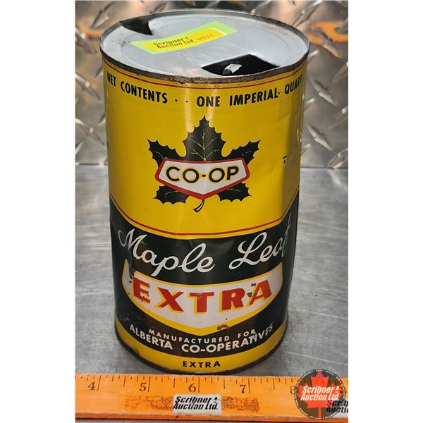 OIL TIN : CO-OP Maple Leaf Extra (6-3/4"H x 4"Dia) (SEE PICS!)