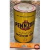 Image 1 : OIL TIN : PENNZOIL Motor Oil (6-3/4"H x 4"Dia) (SEE PICS!)