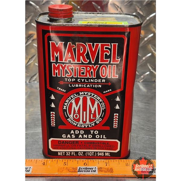OIL TIN : Marvel Mystery Oil Top Cylinder Lubrication (7-1/2"H x 4-1/2"W x 2-1/2"D) (SEE PICS!)