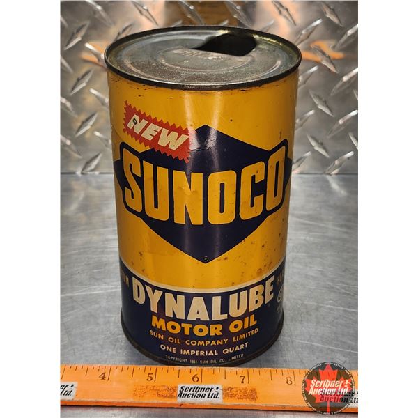 OIL TIN : New Sunoco Dynalube Motor Oil (6-1/2"H x 4"Dia) (SEE PICS!)