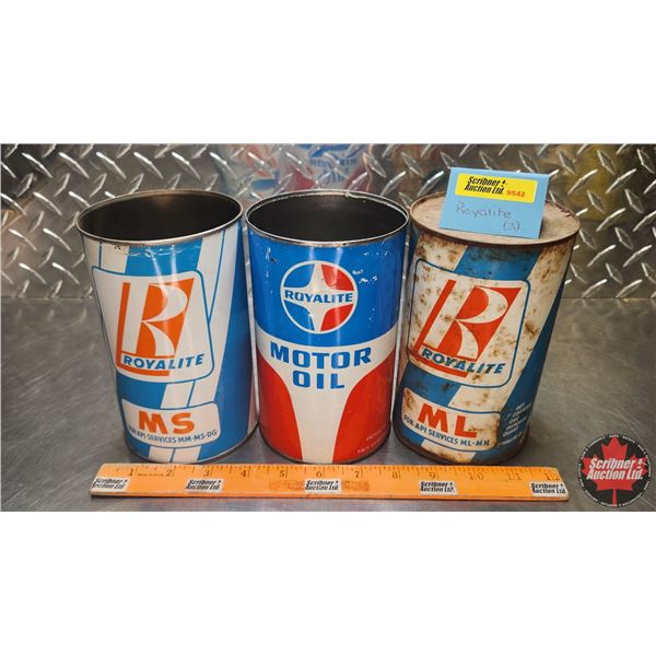 Royalite Tin Trio: MS, Motor Oil & ML (6-3/4"H x 4"Dia) (SEE PICS!)