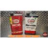Image 1 : ESSO OIL TINS (2) : IOSOL & Marvelube Outboard (8-1/2"H x 4-1/2"W x 2-1/2"D) (SEE PICS!)