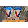 Image 1 : OIL TINS (2) : Valvoline Motor Oil (One Cardboard) (6-1/2"H x 4"Dia) (SEE PICS!)