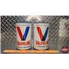 Image 4 : OIL TINS (2) : Valvoline Motor Oil (One Cardboard) (6-1/2"H x 4"Dia) (SEE PICS!)