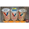 Image 1 : OIL TIN TRIO : Valvoline Racing Motor Oil (All Cardboard & Full) (6"H x 4"Dia) (SEE PICS!)