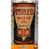 Image 2 : OIL TIN : B/A (Bowtie) Peerless Motor Oil "It's Alloyed" (6-3/4"H x 4"Dia) (SEE PICS!)