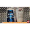 Image 4 : OIL TINS (2) : Sears All Season Motor Oil & Allstate Regular Motor Oil (6-1/2"H x 4"Dia) (SEE PICS!)