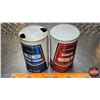 Image 7 : OIL TINS (2) : Sears All Season Motor Oil & Allstate Regular Motor Oil (6-1/2"H x 4"Dia) (SEE PICS!)