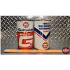 Image 4 : GULF OIL TINS (2) : Automatic Transmission Fluid & Gulfpride Multi-G Motor Oil ( 6-1/2"H x 4"Dia) (S