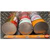 Image 5 : CO-OP OIL TIN TRIO : MG Motion Oil, Heavy Duty Oil & Motor Oil (6-1/2"H x 4"Dia) (SEE PICS!)