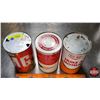 Image 6 : CO-OP OIL TIN TRIO : MG Motion Oil, Heavy Duty Oil & Motor Oil (6-1/2"H x 4"Dia) (SEE PICS!)