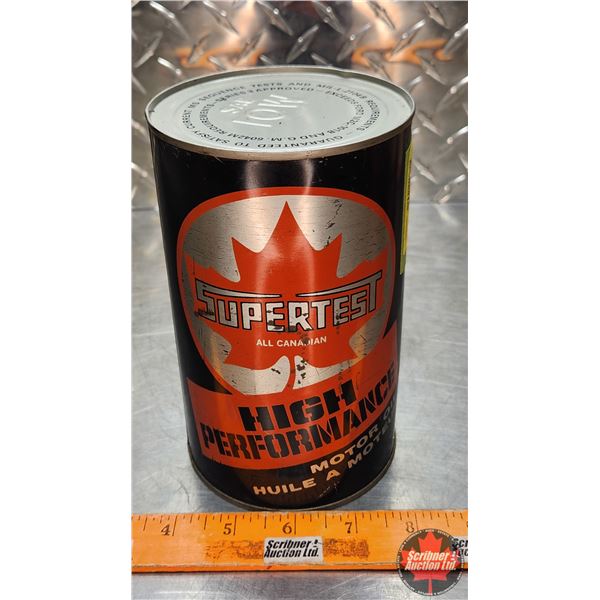 OIL TIN : Supertest High Performance Motor Oil ( 6-1/2"H x 4"Dia) (SEE PICS!)