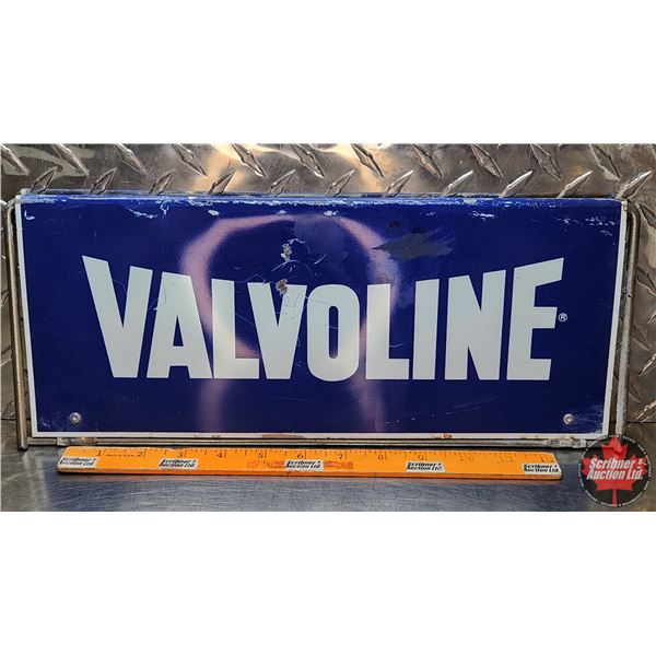 Double Sided Valvoline Service Station Stand Topper Tin Sign (6-1/4"H x 15-1/2"W)