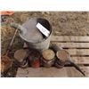 Image 1 : vintage oil cans, oil pail and grease gun