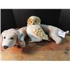 Image 1 : weiner dog with wooden owl