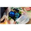 Image 2 : tote of christmas lights bulbs glass bulbs and gift bags