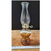 Image 1 : brown amber glass oil lamp