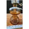 Image 3 : brown amber glass oil lamp