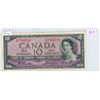 Image 1 : 1954 Canadian 10 dollar "Devil's Face" bill - Beattie/Coyne - Prefix G/D 7789710